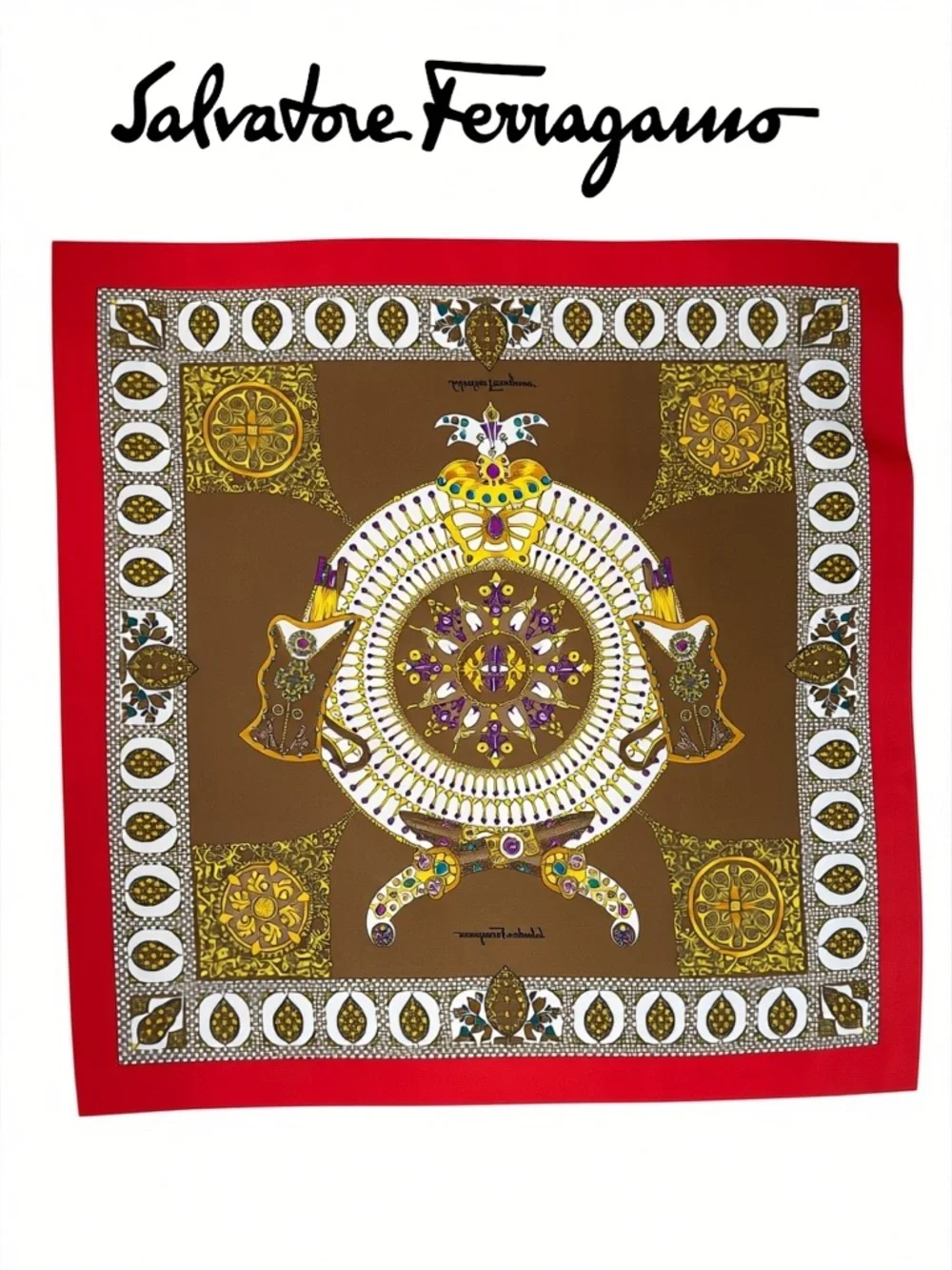 Salvatore‎ Ferragamo Medallion Silk Scarf